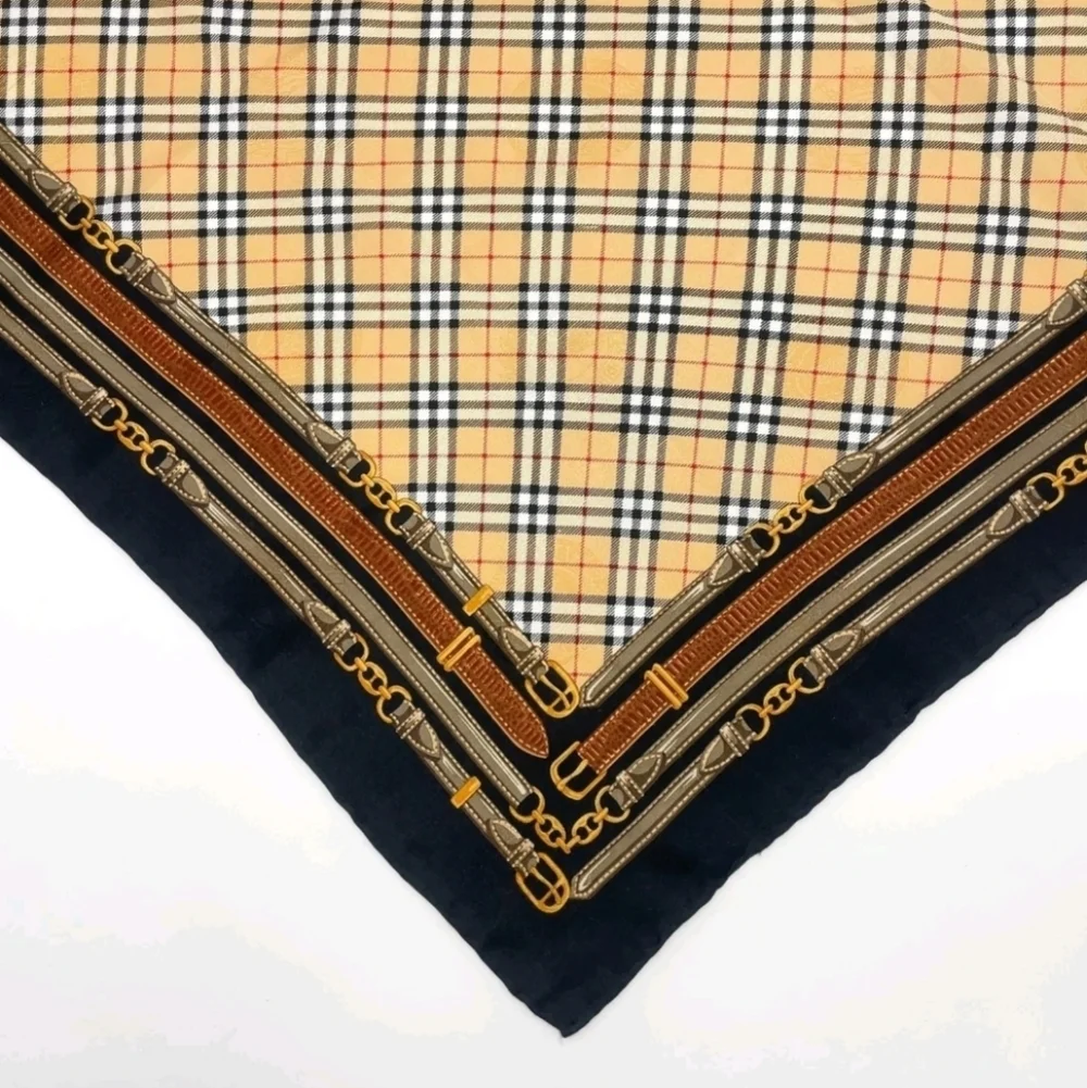 BURBERRYS Plaid and Chain Print Vintage Scarf